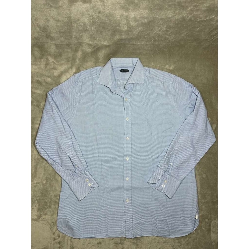 Tom Ford Button Down Shirt Men Size 46/18 XXL Blue Cotton Long Sleeve Dress Top - Picture 3 of 11